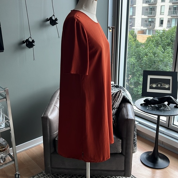 New Eileen Fisher Short Sleeve Dress Size Petite Small PS in Paprika - Picture 4 of 7